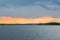 The picturesque river landscape at sunset. The Volga river, Samara city, Russia