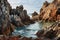 Picturesque rocks on the seashore Nature Seascape with Exotic Boulders