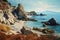 Picturesque rocks on the seashore Nature Seascape with Exotic Boulders