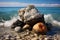 Picturesque rocks on the seashore Nature Seascape with Exotic Boulders