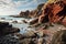 Picturesque rocks on the seashore Nature Seascape with Exotic Boulders