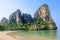 Picturesque rocks at the seashore of Railay bay