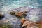 Picturesque rocks washed by the sea