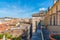 Picturesque roof in downtown Rome under a blue sky