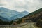 Picturesque route in the mountains of Albania the Balkan Mountains, the road to the dream, selective focus