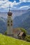 Picturesque San Valentino Church in Castelrotto village Dolomites, Northern Italy