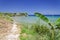 Picturesque sandy beach in village Ammoudi on the east coast of Zakynthos island, Greece.