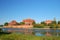 Picturesque scene of Malbork castle on Nogat river, Poland