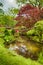 Picturesque Scenery of Japanese Garden with Asian Zen Sculptures