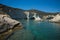 Picturesque sea landscape and white rocks at Kleftiko, Milos, Gr