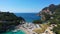 Picturesque seaside of Paleokastritsa, Corfu, Greece. Beautiful bay in Paleokastritsa in Corfu island, Greece. Panoramic view of