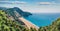 Picturesque spring view of Milos Beach. Panoramic morning seascape of Ionian sea. Aerial outdoor scene of Lefkada Island, Greece,