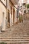 Picturesque stepped stone street in Mallorca island. Bunyola village. Spain