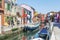 Picturesque streets of Burano Island in Venice