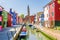 Picturesque streets of Burano Island in Venice