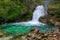 Picturesque Sum waterfall on Radovna river in the end of Vintar gorge, Slovenia