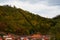 Picturesque town of Bad Lauterberg in the Harz mountains, Lower Saxony, Germany. A chairlift leads to a lookout mountain.