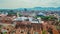 The picturesque town of Graz in Austria. Top view of the historical part of the city. Zoom video