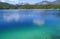 picturesque turquois lake Eibsee by the foot of mountain Zugspitze in Bavaria (Germany)