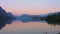 Picturesque view of the Bohinj lake after sunset, Slovenia.