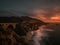 Picturesque view of the coast and the Bixby Creek Arch Bridge in California, USA at dusk