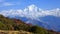 Picturesque view of Dhaulagiri peak (8167 m) with spring blossom