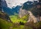 Picturesque view of Lauterbrunnen valley, Bernese Oberland, Switzerland