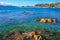 Picturesque view over Karaka Bay and Scorching Bay in Wellington, North Island, New Zealand
