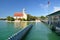 Picturesque view on Picturesque view on church in Wasserburg on Lake Bodensee, Germany