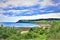 Picturesque view of Robin Hood`s Bay and Ravenscar.