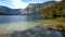 Picturesque view of the shore lake Bohinj in Slovenia.