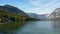 Picturesque view of the shore lake Bohinj in Slovenia. Summer landscape.