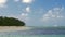 Picturesque view of strand and Indian Ocean and sailing yacht, Mauritius Island