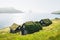 Picturesque view of tradicional faroese grass-covered houses