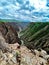 Picturesque view of a tranquil river snaking its way through a canyon