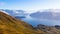 Picturesque view of Wanaka Lake from Roys Peak, New Zealand