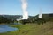 A picturesque view of Yellowstone park in the summertime