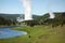 A picturesque view of Yellowstone park in the summertime