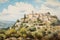 picturesque village gracefully nestled on a hill, offering a serene glimpse into rural life., Saint-Paul de Vence, portrayed in