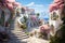 The picturesque village of Omodos greek landscape background