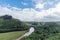 Picturesque Wailua River vista after a major rainstorm on Kauai, Hawaii