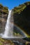 Picturesque waterfall Kvernufoss autumn view, southwest Iceland