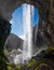 Picturesque waterfall Kvernufoss autumn view, southwest Iceland