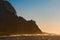 Picturesque wind turbines on the Atlantic coast on sunset background, Tenerife island, Canary Islands, Spain