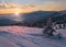 Picturesque winter alps sunrise. Highest ridge of the Ukrainian Carpathians is Chornohora with peaks of Hoverla and Petros