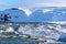 Picturesque winter landscape view of Urridafoss waterfall in Iceland