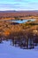 Picturesque wintry valley and lake.