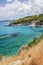 Picturesque Xigia sandy beach on north east coast of Zakynthos island, Greece