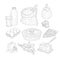 Pie Baking Ingredients Hand Drawn Realistic Sketches