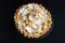 Pie cake with burned meringue cream top, beautiful pattern, isolated